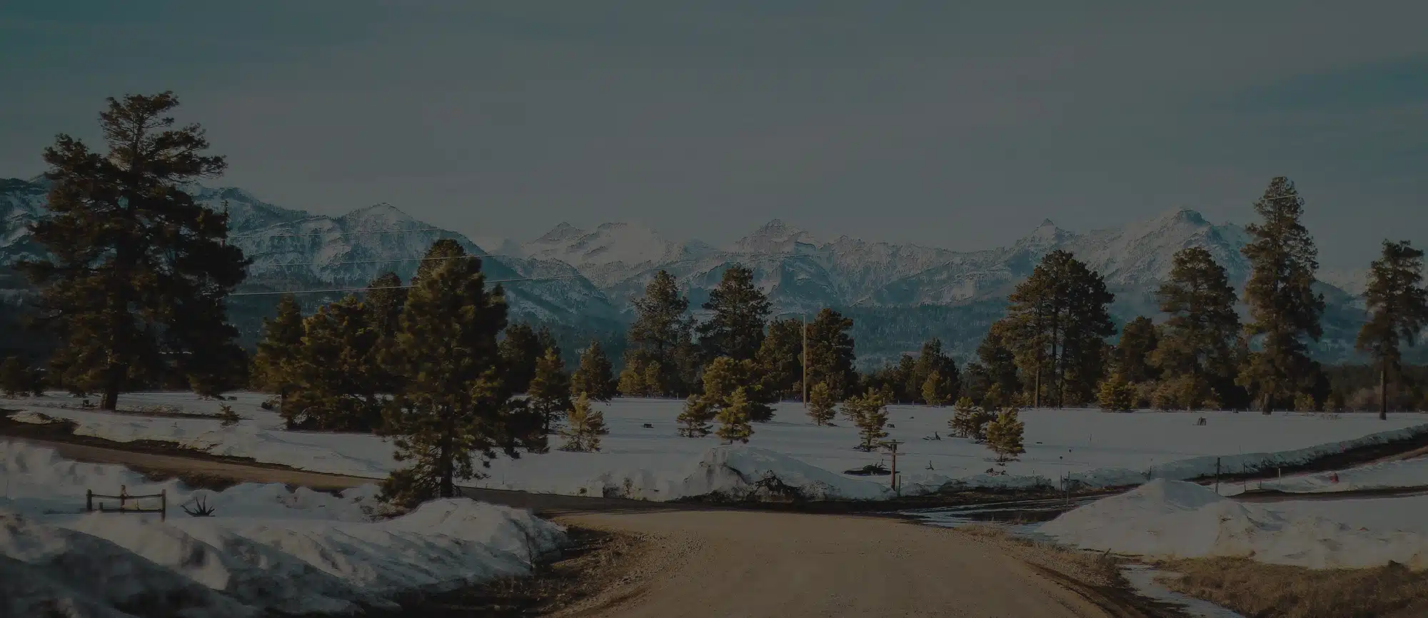 Snow capped San Juan Mountains with pine trees
